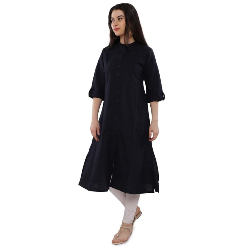 Soulful Threads Women Blue Cotton Straight Kurta-St-S28-Pck-Blue-L