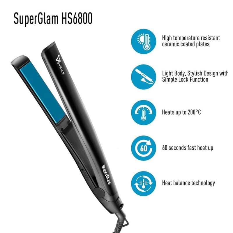 Syska Hs6800 Superglam Black And Blue Hair Straightener