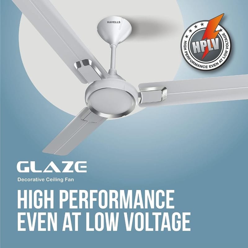 Havells Glaze 1200Mm Elegant White Chrome Ceiling Fan