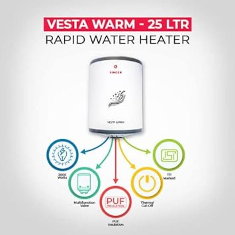 Singer Vesta Warm 2000Watt 25Ltr Storage Water Heater