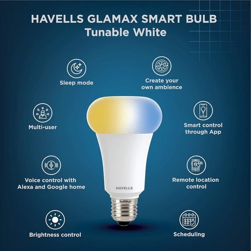 Havells Glamax 9Watt E27 Smart Led Lamp- Tw- Shades Of White