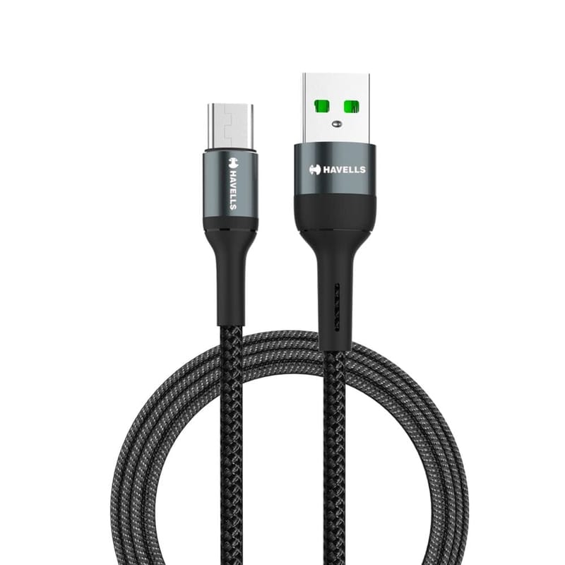 Havells Usb Star 65Watt 6Amp Type-A To Type-C Black Braided Data Cable