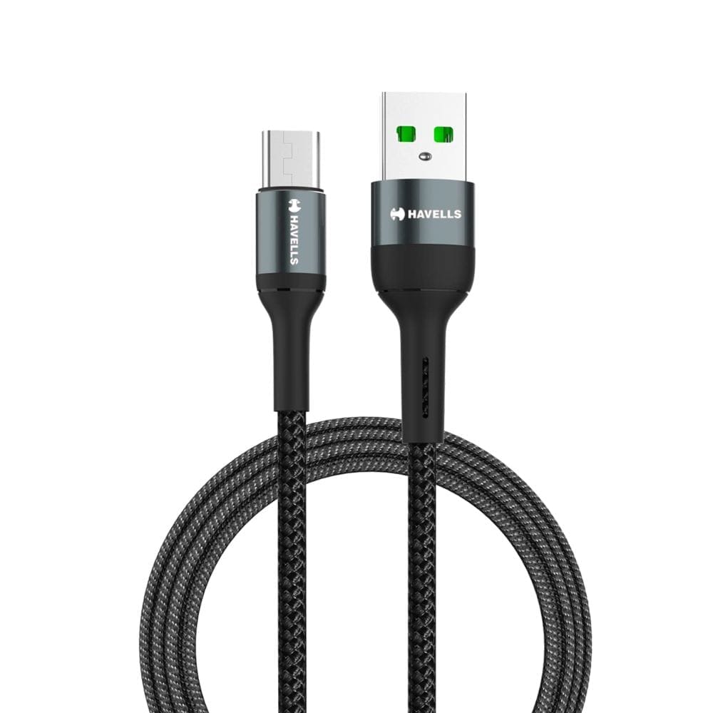 Havells Usb Star 65Watt 6Amp Type-A To Type-C Black Braided Data Cable