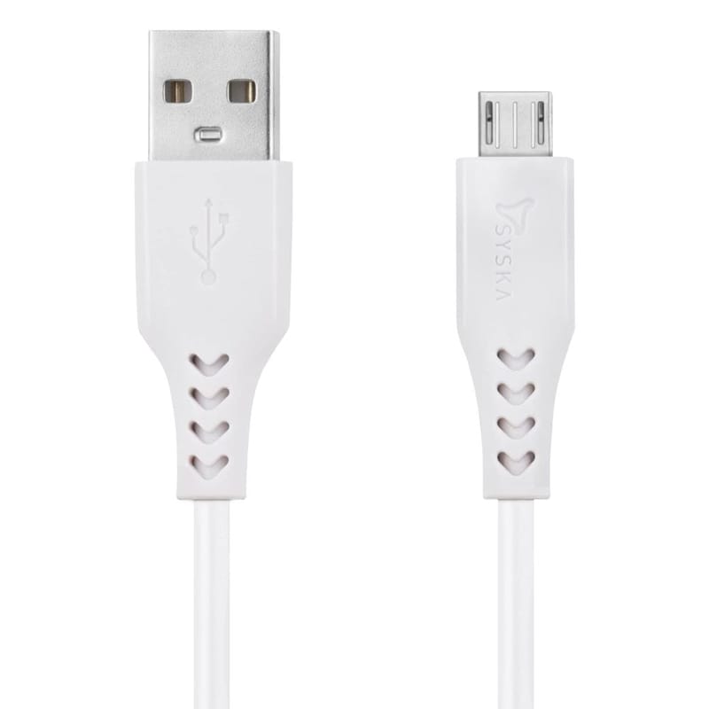 Syska Ccmp01-Pw 1.2Mtr Pristine White Mobile And Tablet Compatible Micro Usb Cable